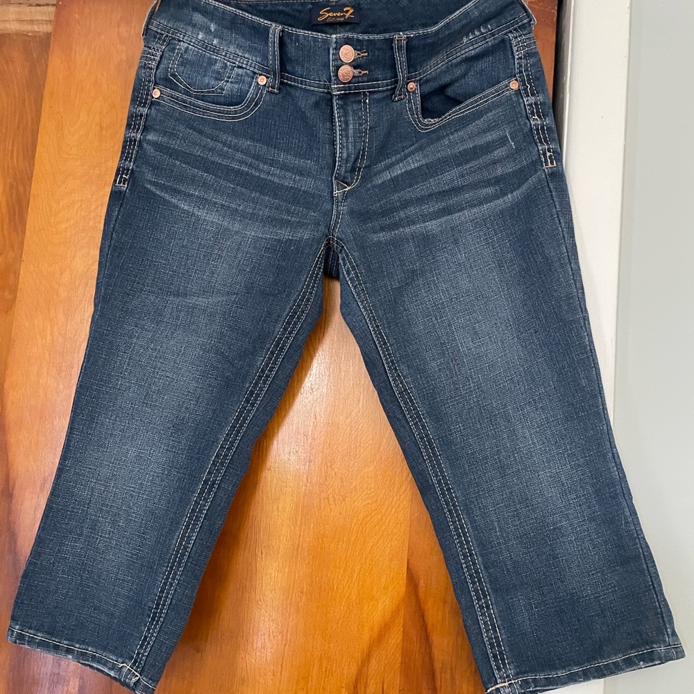 Seven7 Dark Blue Ankle Crop Jeans